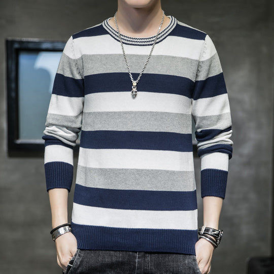 Herren gestreifter Pullover aus weichem Baumwollmix EB