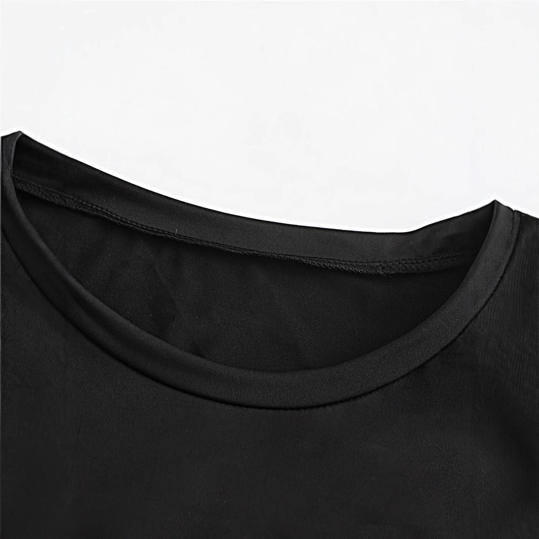 Damen Crop-T-Shirt mit auffälligem Schriftzug und figurbetontem Design EB