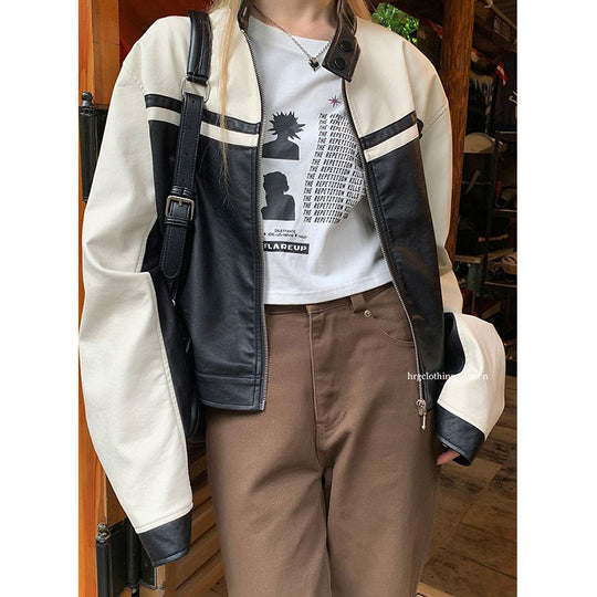 Damen stylische Sportjacke mit kontrastierenden Streifen und hochgeschlossenem Kragen EB