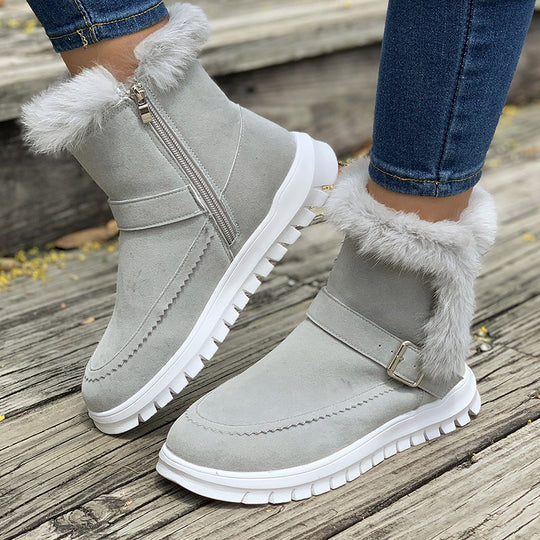 Damen Warmfutter-Stiefel mit modischem Fellbesatz EB