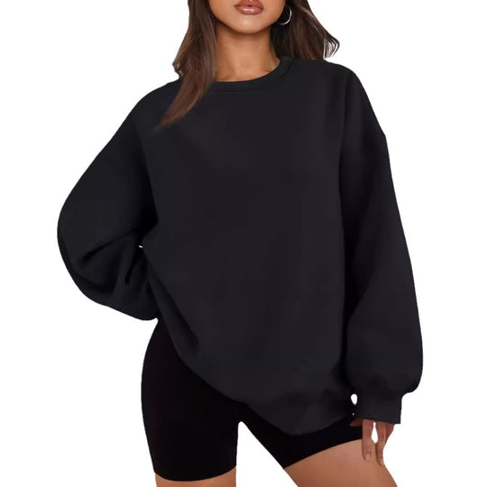 Damen nan Boxy-Crewneck-Sweat mit extraweiter Passform, Raglanärmeln und weichem Fleece-Innenfutter EB