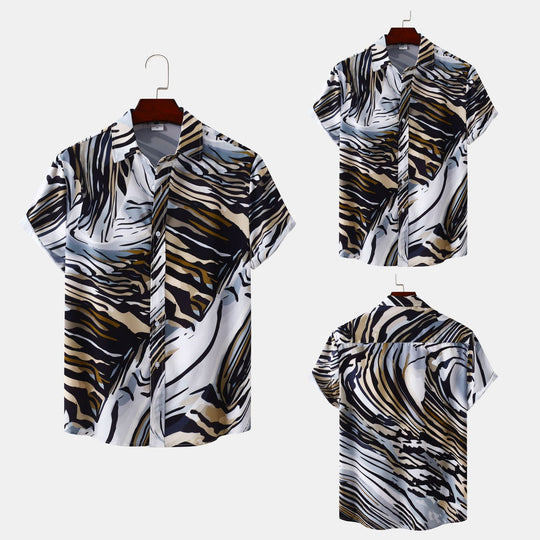 Damen Kurzarmhemd mit modernem abstraktem Design EB