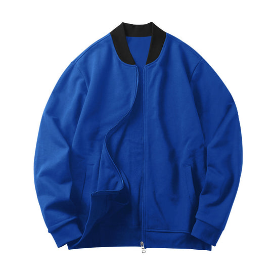 Herren Minimalistische Bomberjacke mit durchgehendem Reißverschluss, geripptem Stehkragen & Eingrifftaschen EB
