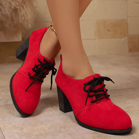 Damen elegante Plateau-Schnürschuhe mit modischem Blockabsatz und komfortablem Fußbett EB
