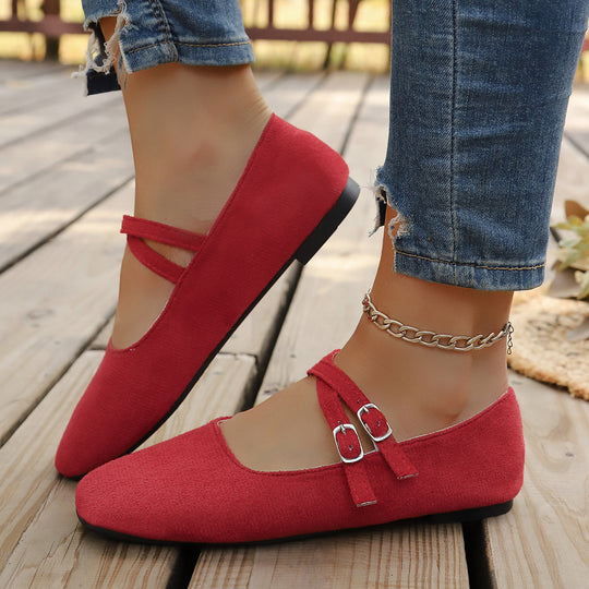 Damen Ballerinas mit Knotenriemen und weichem Obermaterial EB