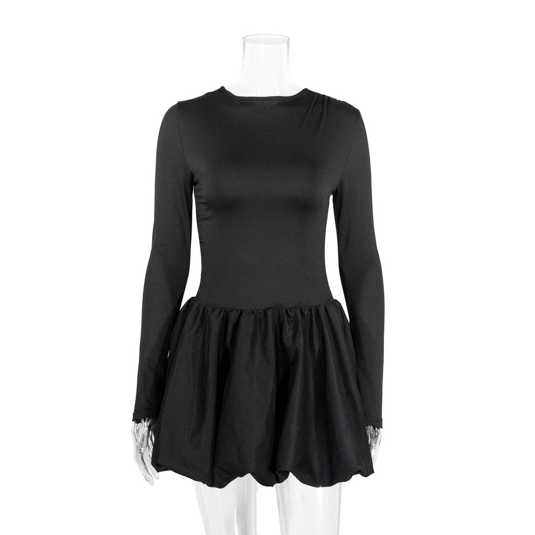 Damen Figurumspielendes Kleid mit langen Ärmeln und gerafftem Saum EB