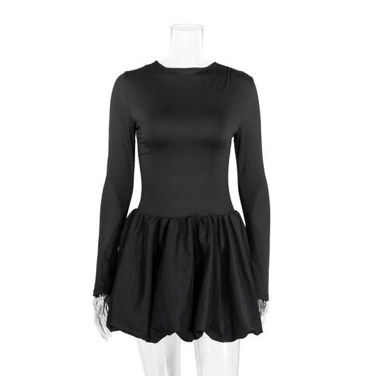 Damen Figurumspielendes Kleid mit langen Ärmeln und gerafftem Saum EB