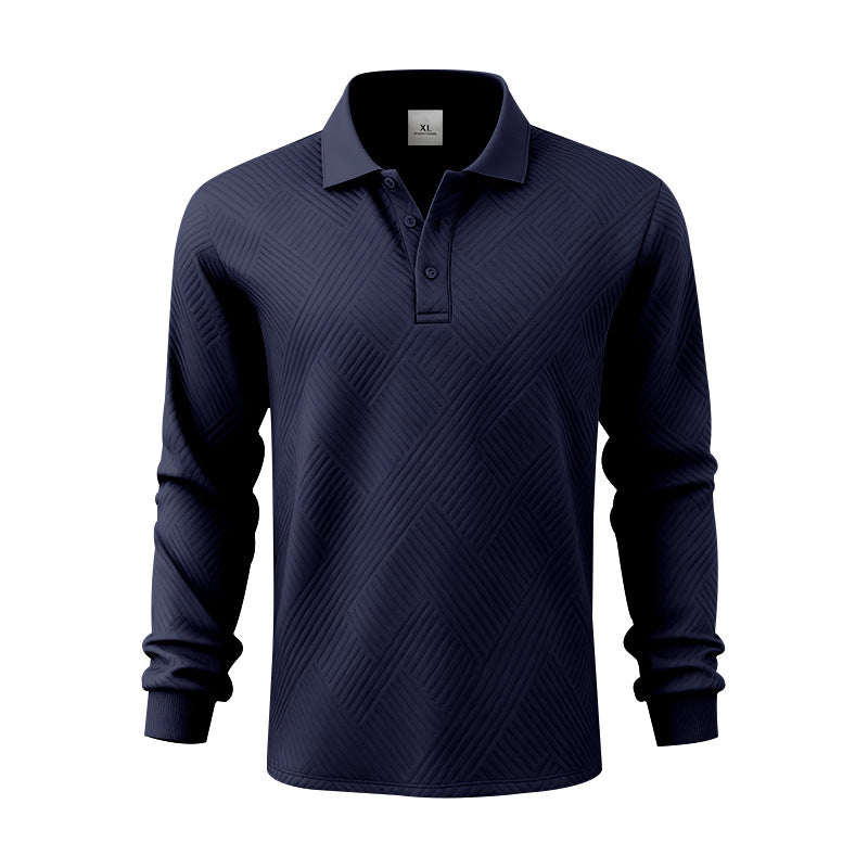 Herren nan langärmeliges Poloshirt aus strukturiertem Jacquardstrick EB
