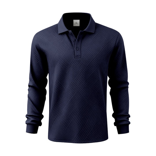 Herren nan langärmeliges Poloshirt aus strukturiertem Jacquardstrick EB