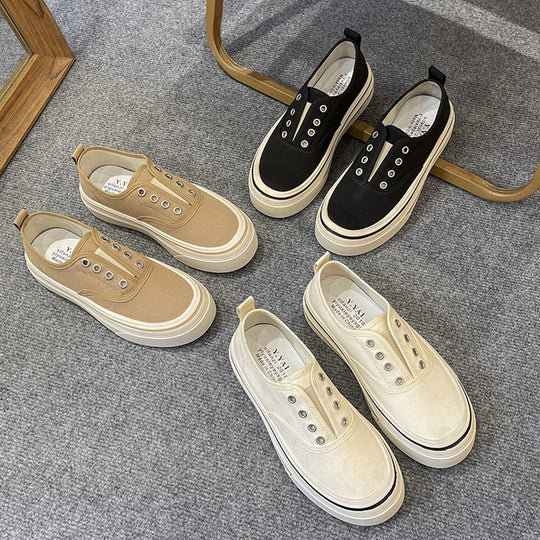 Damen modische Slip-On Sneakers mit verstärkter Sohle und atmungsaktivem Obermaterial EB
