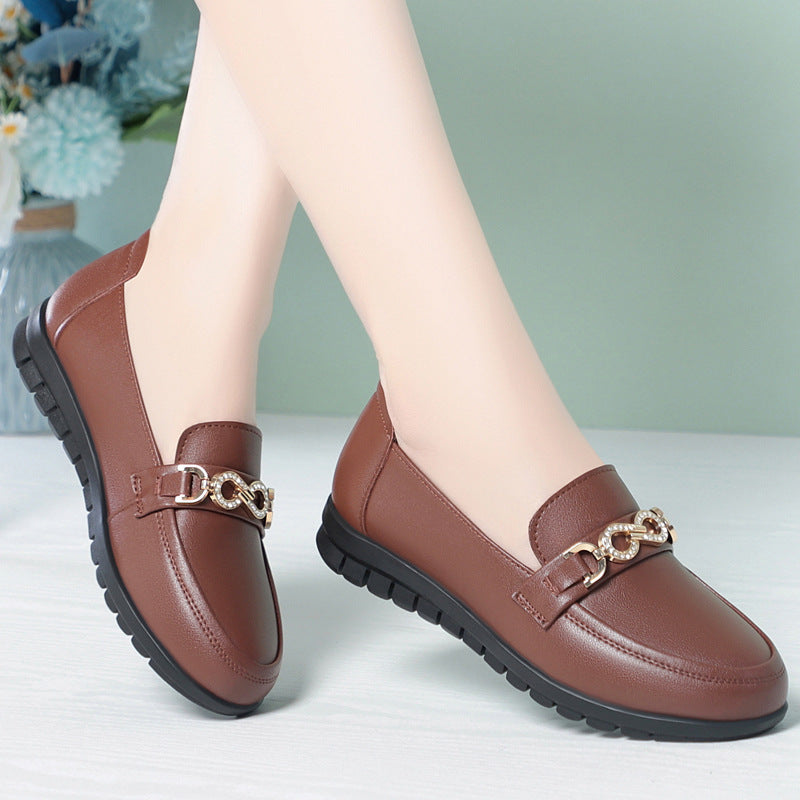 Damen Mokassins mit modischem Kettendetail und bequemer Sohle EB