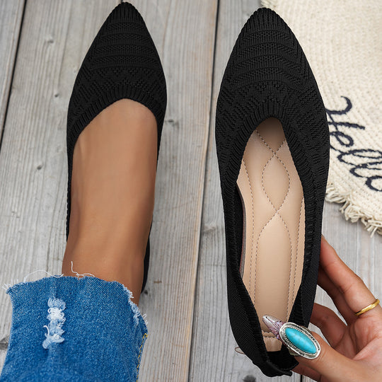 Damen Elegante Ballerinas mit atmungsaktivem Strickdesign EB