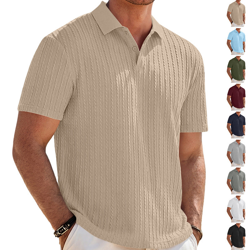 Herren Feinstrick-Polo mit strukturiertem Zopfmuster und weichem Baumwollmix EB