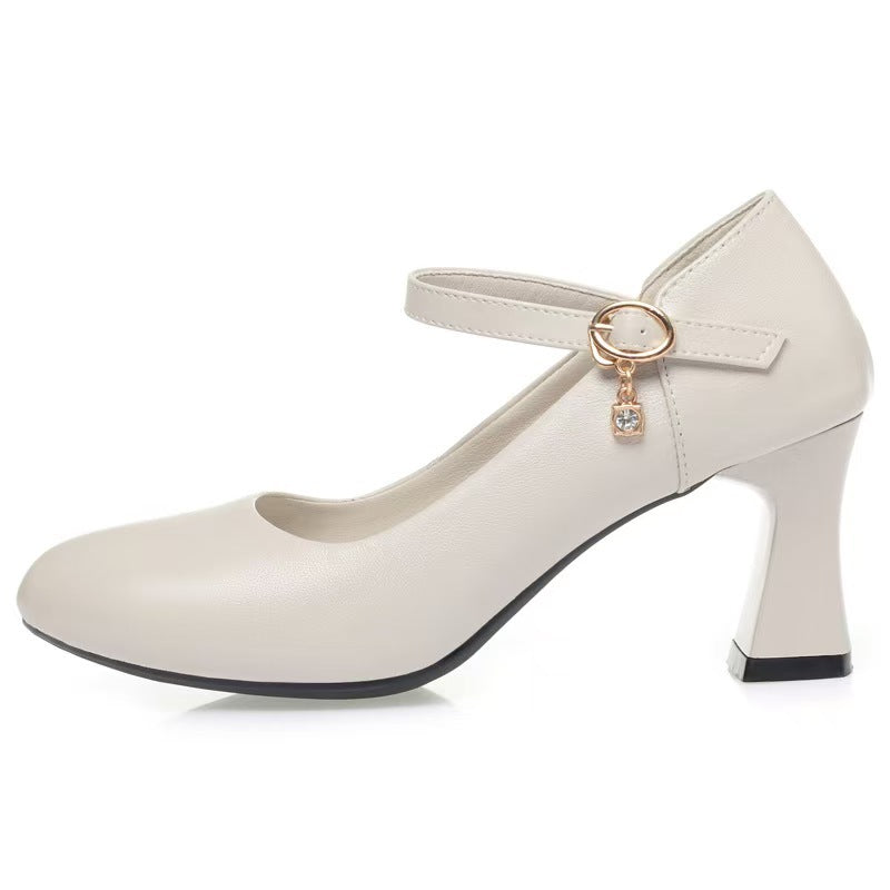Damen Mary Jane Pumps mit komfortablem Blockabsatz und modischem Schnallenakzent EB