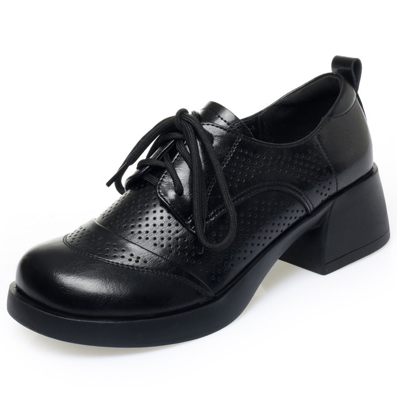 Damen Schnürschuhe mit perforiertem Obermaterial und blockigem Absatz EB