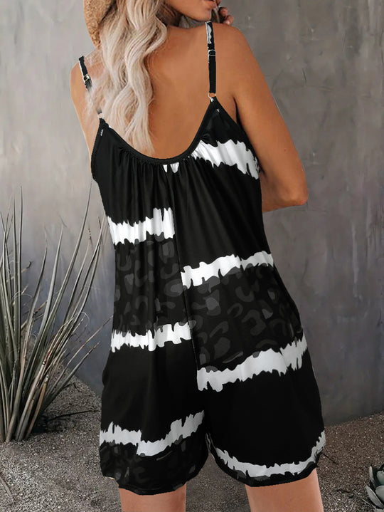 Damen luftiger Overall mit Spaghettiträgern und modischem Tierdesign EB