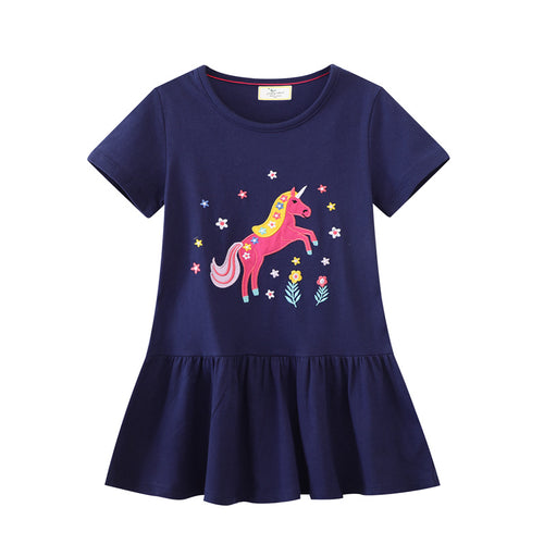 Mädchen T-Shirt Kleid mit zauberhaftem Einhornmotiv EB