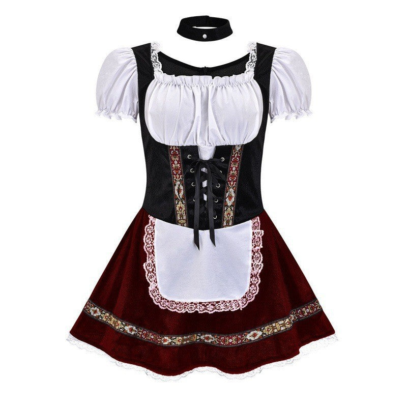 Damen Trachtenkleid mit romantischer Schnürung und dekorativen Rüschen EB