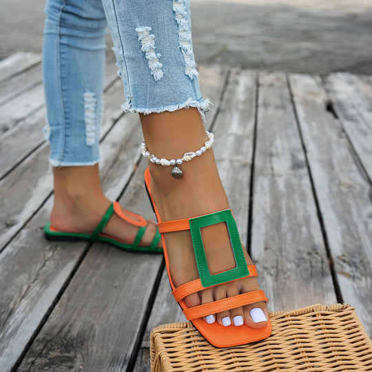 Damen modische Riemensandalen mit kreativem Schnallen-Design und komfortabler Fußbettung EB