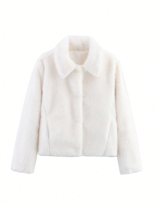 Damen gemütliche und stylische Kurzjacke aus Kunstfell EB