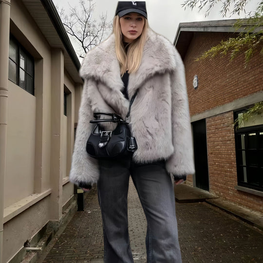 Damen Modische Kunstpelzjacke EB