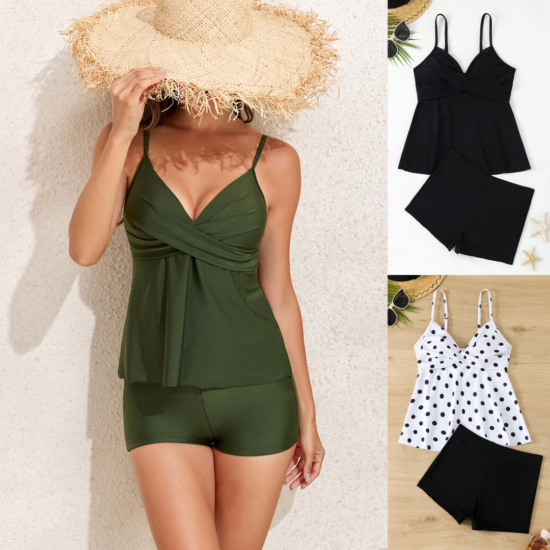 Damen Tankini-Set mit Polka-Dot-Muster und komfortablen Shorts EB