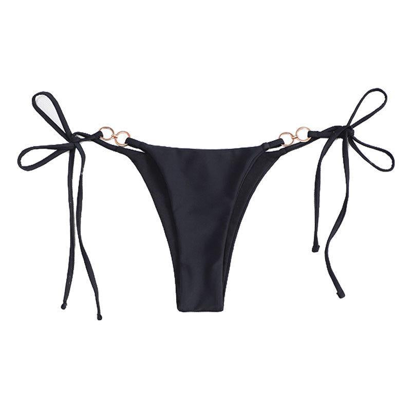 Damen Bikini-Höschen mit verstellbaren Bindebändern und dekorativen Ringakzenten EB