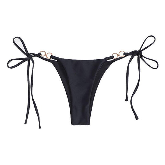 Damen Bikini-Höschen mit verstellbaren Bindebändern und dekorativen Ringakzenten EB