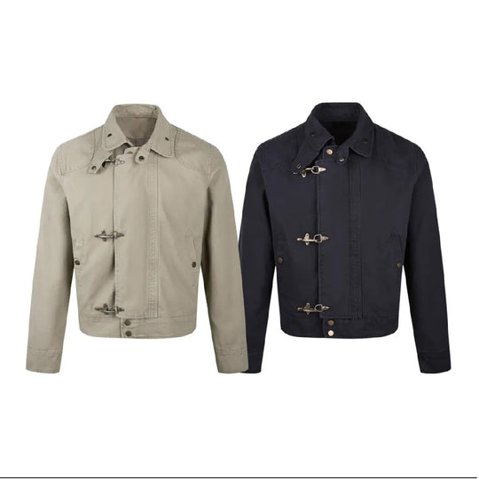 Herren modische Kurzjacke mit innovativen Schnallen und praktischem hochgeschlossenem Kragen EB