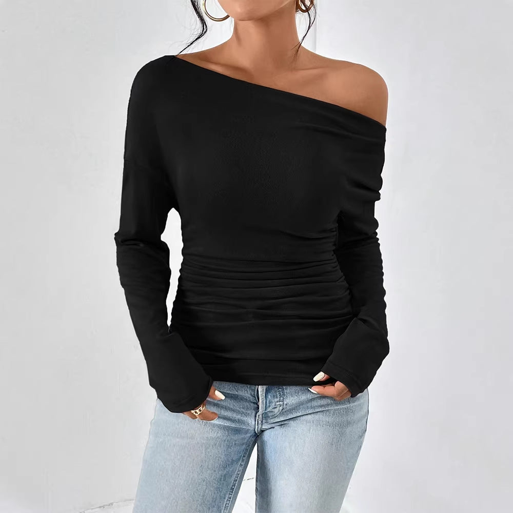 Damen Off-Shoulder Oberteil mit figurbetontem Schnitt und feiner Raffung EB