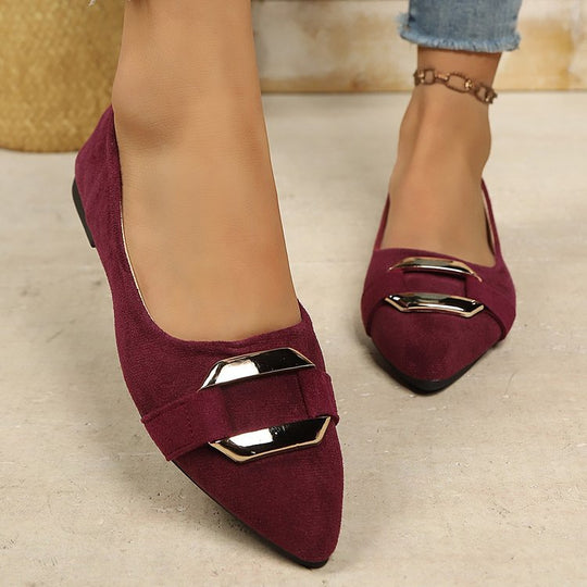 Damen Elegante Ballerinas mit modischem Schnallen-Design EB