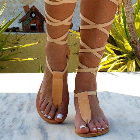 Damen Gladiatoren-Sandalen mit kunstvollem Riemendesign EB
