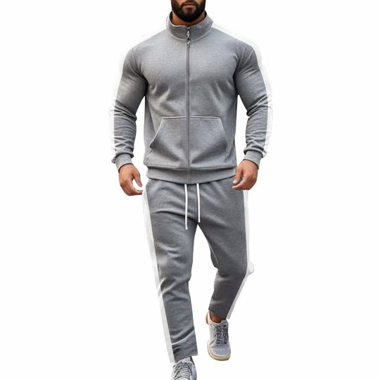 Herren nan zweiteiliges Jogginganzug-Set mit Stehkragen-Zipjacke und konisch zulaufender Jogginghose EB