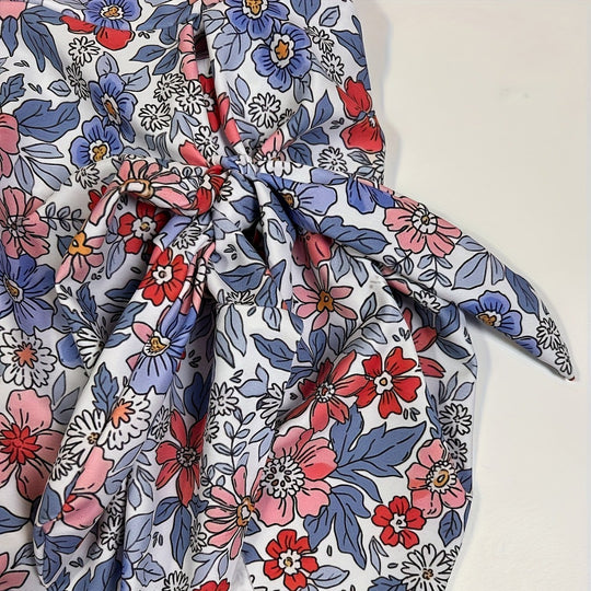 Damen Floral Design Badeanzug mit Wickelrock EB