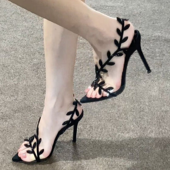 Damen Stiletto Sandalen mit floralem Design EB