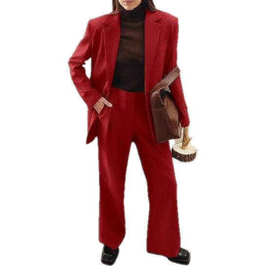 Damen nan Longblazer-Set mit kastiger Oversize-Silhouette, strukturierter Schulterpartie und hochtaillierter Palazzo-Hose EB