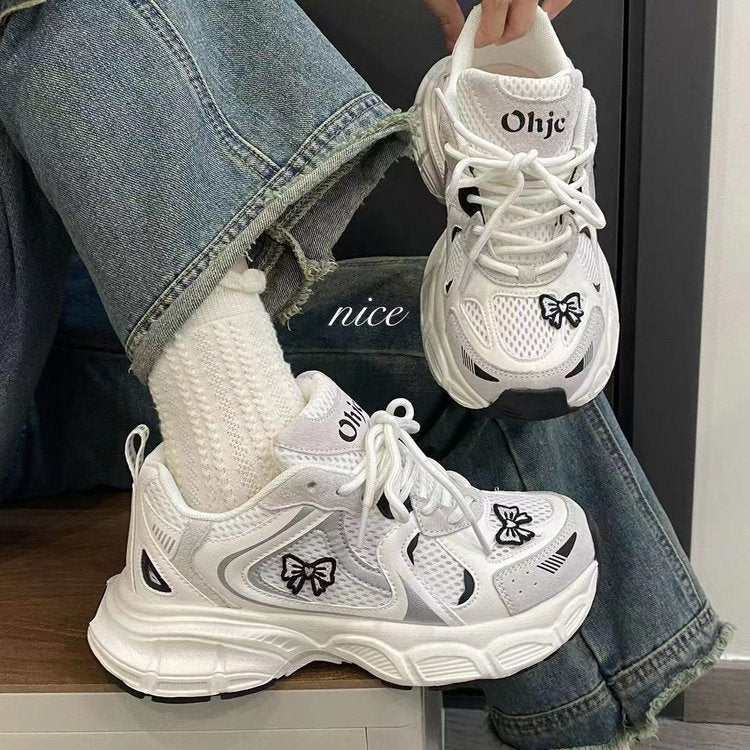 Damen sportliche Sneakers mit modischen Schleifen-Details EB