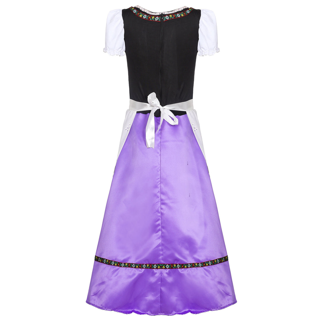 Damen nan Trachtenkleid mit geschnürter Miederblende und bestickter Schürze EB