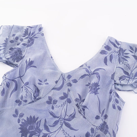 Damen Maxikleid mit floralen Mustern und voluminösem Rock EB