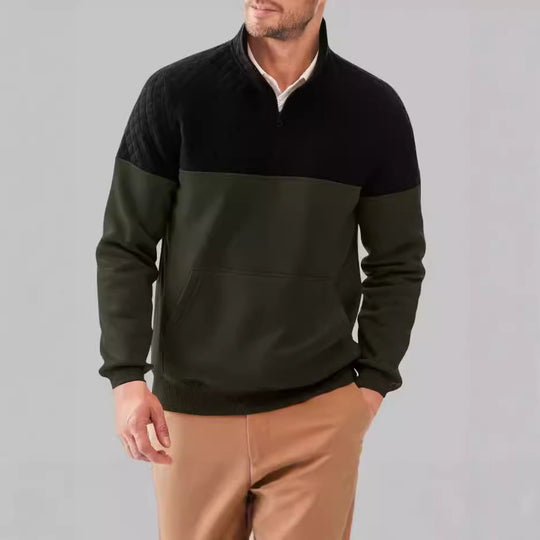 Herren Fleece-Pullover mit Steppdetails und hohem Kragen EB