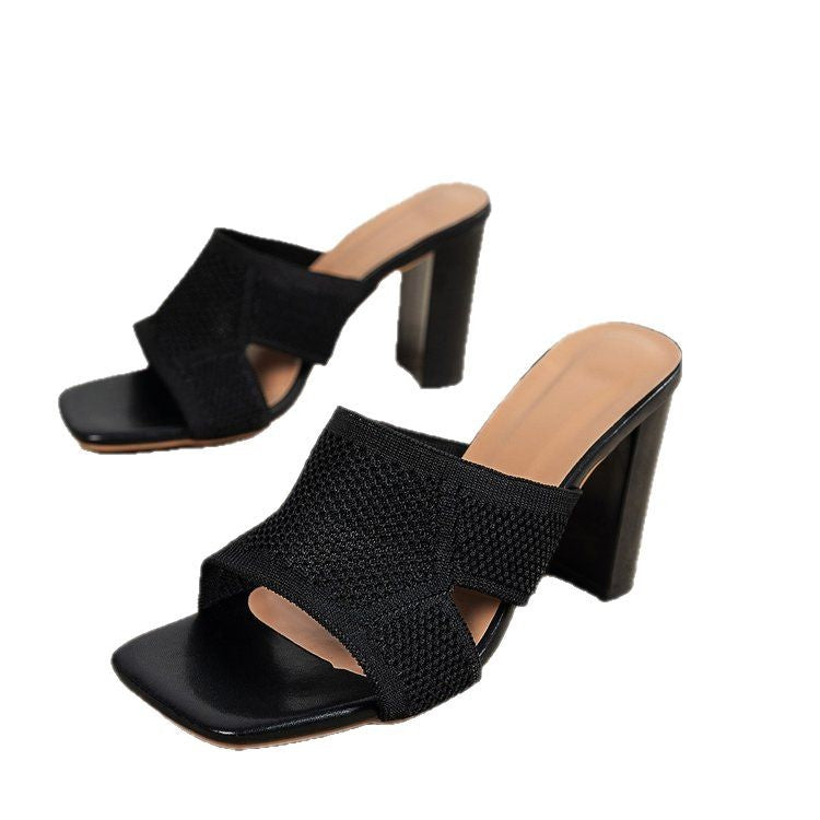 Damen Mules mit atmungsaktivem Netzdesign und bequemer Blockabsatzsohle EB
