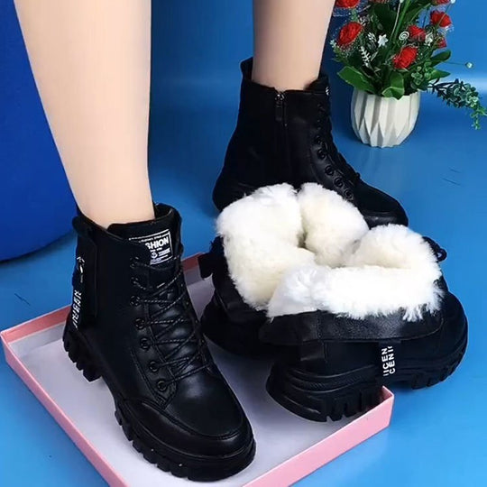 Damen Winterliche Schnürstiefeletten mit warmem Fleecefutter EB