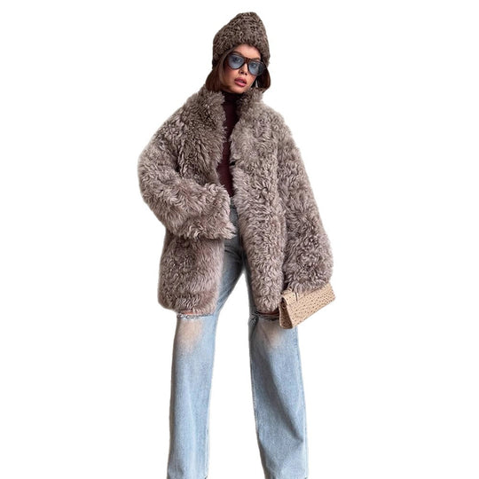 Damen Kuschelige Kunstfelljacke EB