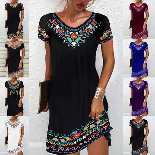 Damen Sommerliches Freizeitkleid mit kunstvollem Stickdesign EB