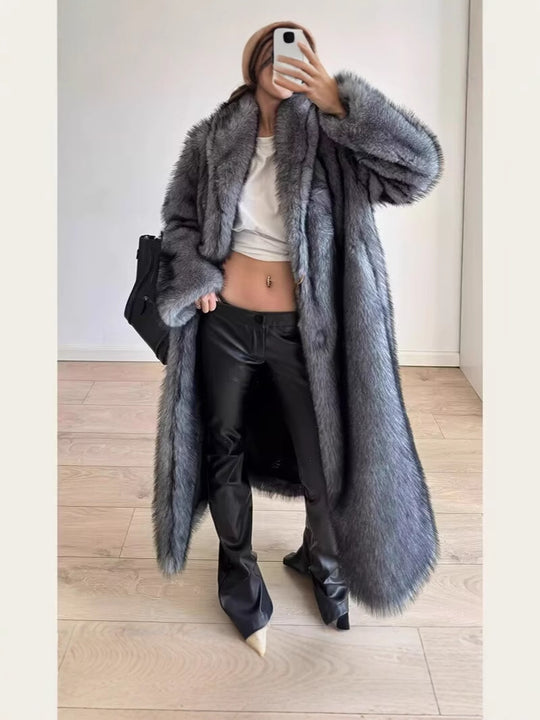 Damen Oversize Kunstpelzmantel EB