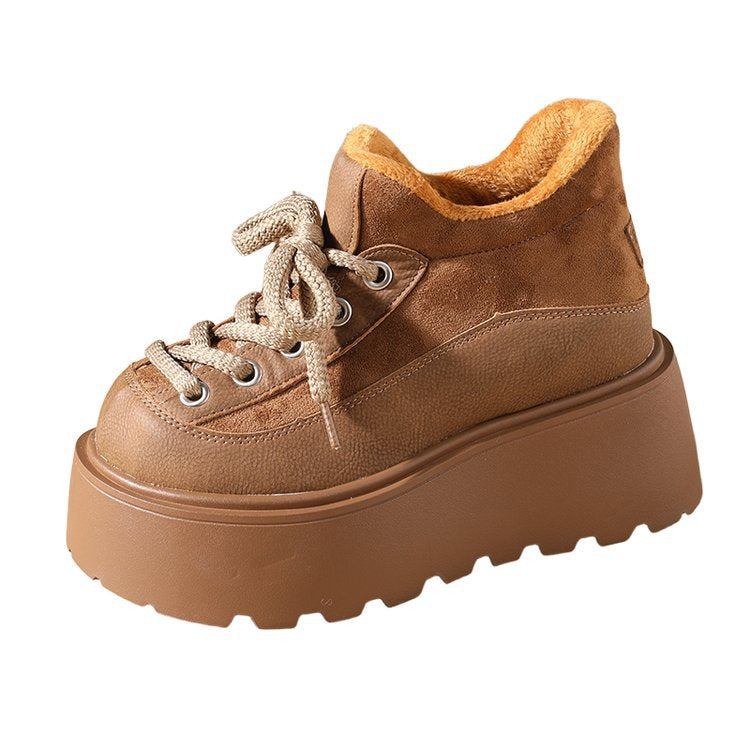 Damen Modische Plateausneaker mit robustem Obermaterial und hochgezogenem Schaft EB