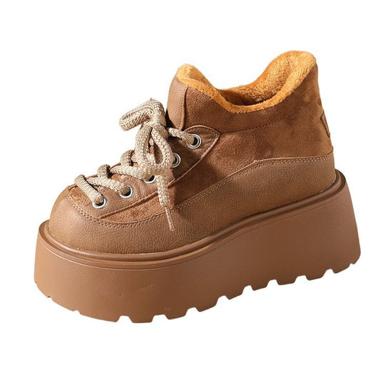 Damen Modische Plateausneaker mit robustem Obermaterial und hochgezogenem Schaft EB
