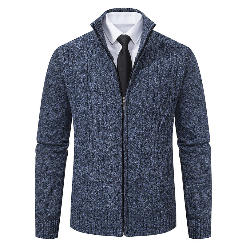 Herren Strickjacke mit hohem Kragen und Reißverschluss EB