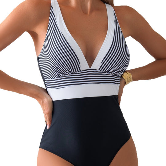 Damen Eleganter Badestrumpf mit tiefem V-Ausschnitt EB