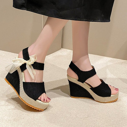 Damen Wedge-Sandalen mit modischem Riemchen und ergonomischer Sohle EB